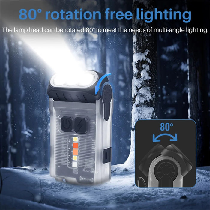 V15 Mini Portable Flashlight 1200LM Adjustable Head with Clip Work Light - Fluorescent White - 5