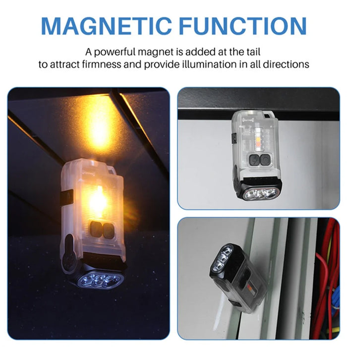V15 Mini Portable Flashlight 1200LM Adjustable Head with Clip Work Light - Fluorescent White - 7