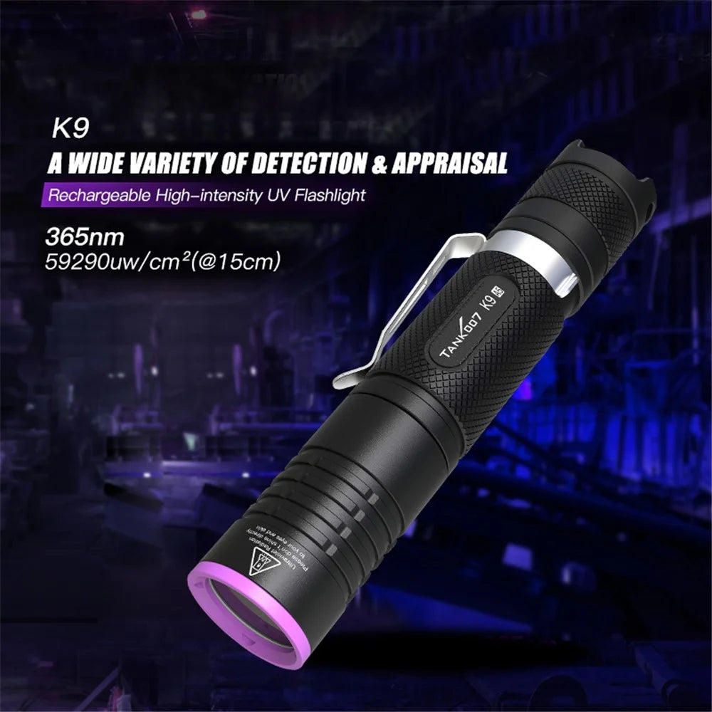 TANK007 K9A5 365nm UV Flashlight Fluorescence Detection IPX8 Waterproof Rechargeable LED Torch - 4