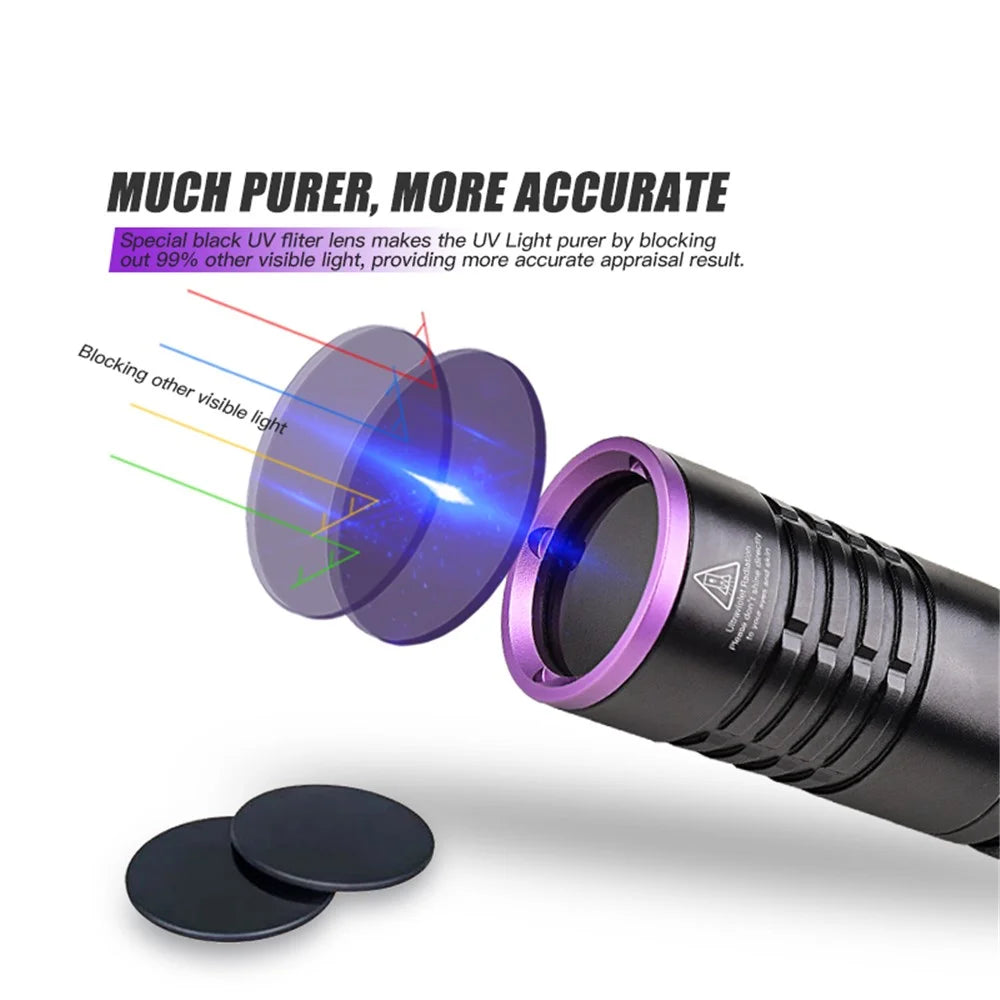 TANK007 K9A5 365nm UV Flashlight Fluorescence Detection IPX8 Waterproof Rechargeable LED Torch - 5