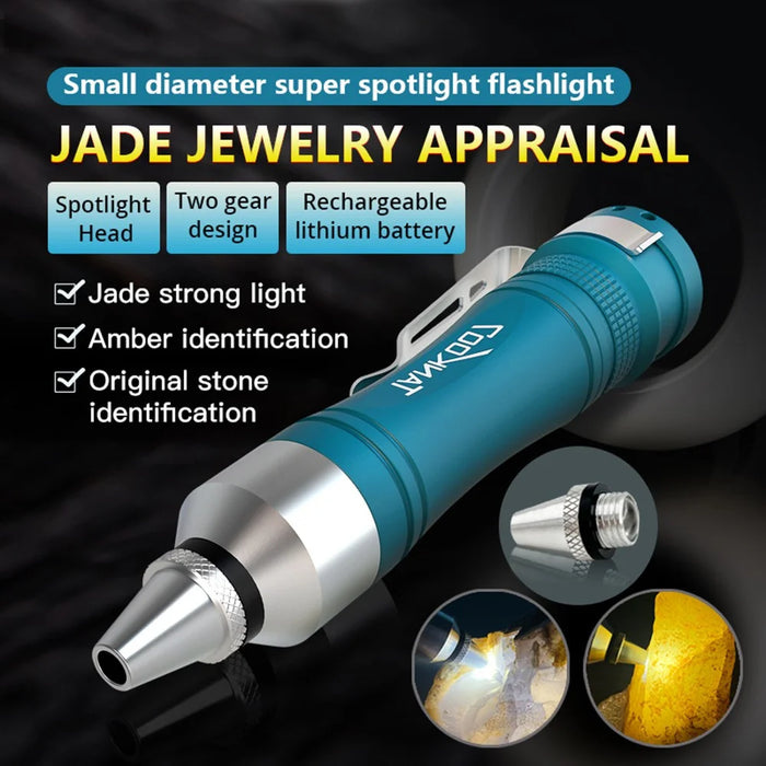 TANK007 J658 Jade Inspection Flashlight Focused Beam Mini LED Torch for Jewelry Identification - 2