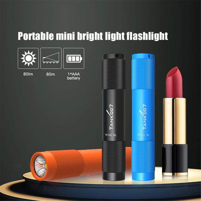 TANK007 TK701A Waterproof Mini Flashlight with Keyring 80 Lumens Portable LED Torch ( No Battery ) - Orange - 6