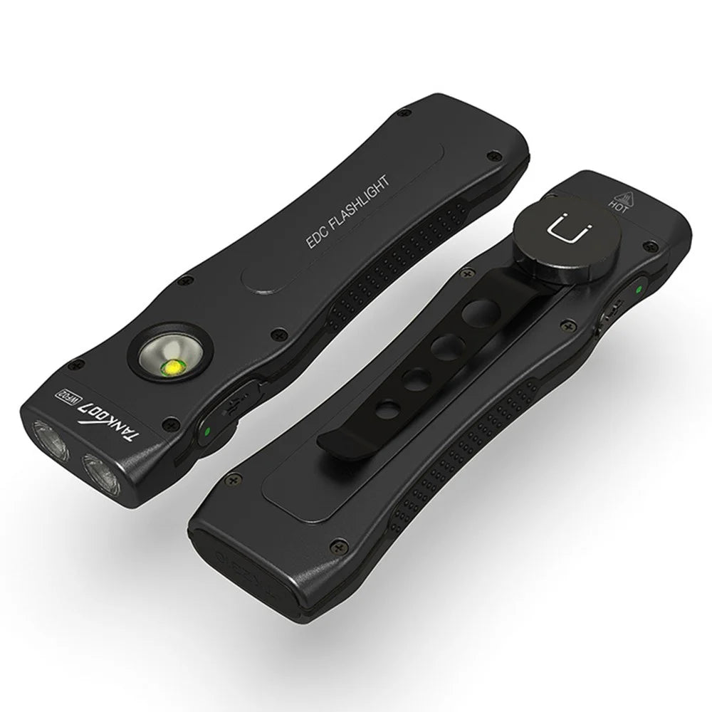 TANK007 WF02 Dual Light Source EDC Flashlight 1.5m Anti Drop Ultra Thin Clip On Mini LED Torch - Black - 3