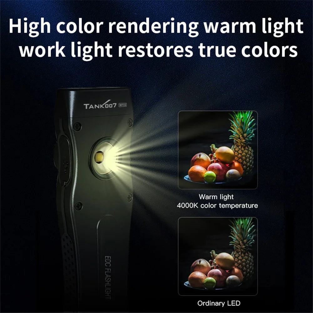 TANK007 WF02 Dual Light Source EDC Flashlight 1.5m Anti Drop Ultra Thin Clip On Mini LED Torch - Black - 7