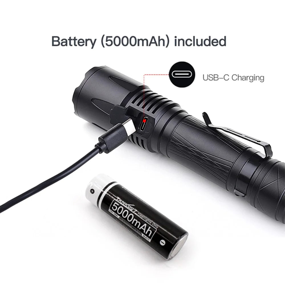 TANK007 KC16 1800lm High Brightness Tactical Flashlight Type C Rechargeable LED Torch - 6
