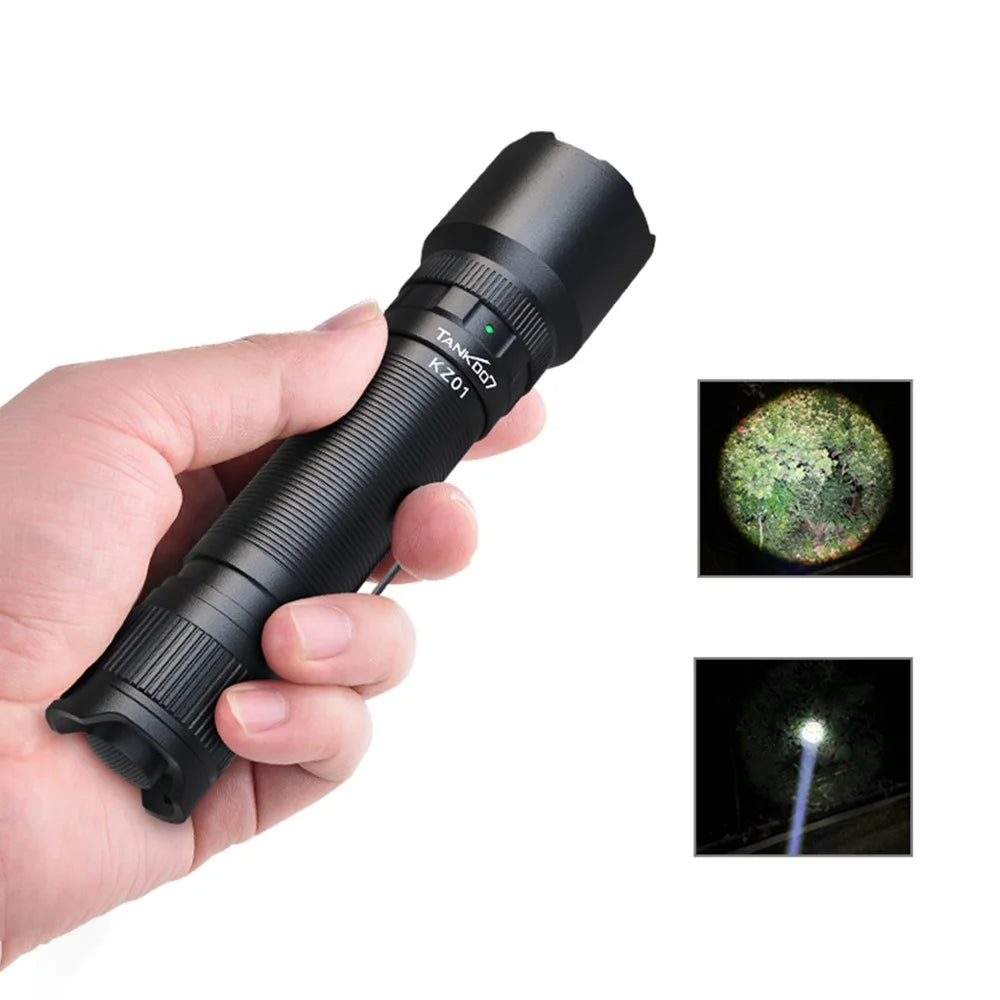 TANK007 KZ01 Zoomable LED Flashlight 1300 Lumens Outdoor Hunting Fishing Rechargeable Torch - 1