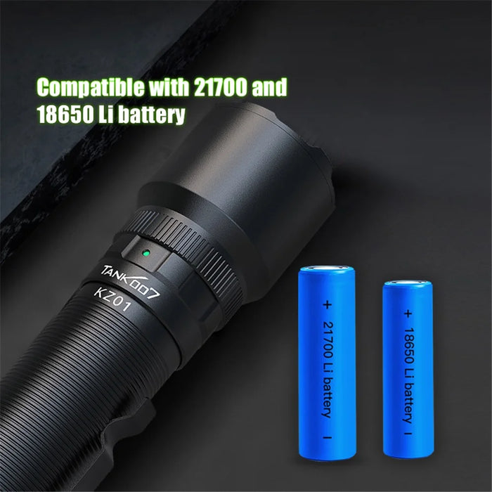 TANK007 KZ01 Zoomable LED Flashlight 1300 Lumens Outdoor Hunting Fishing Rechargeable Torch - 4