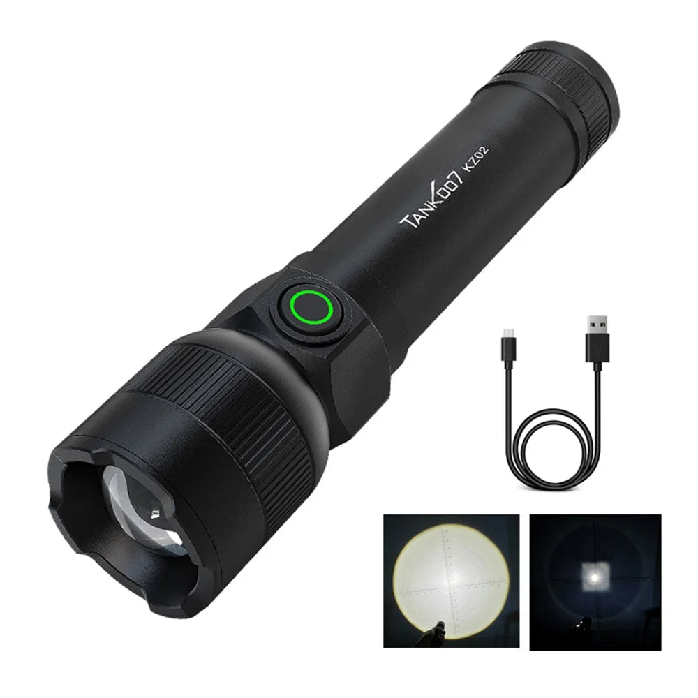 TANK007 KZ02 Zoomable LED Flashlight Outdoor 1000 Lumens Rechargeable High Brightness Torch - 1