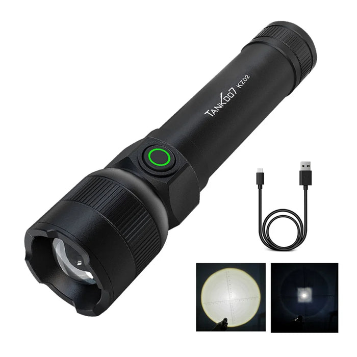TANK007 KZ02 Zoomable LED Flashlight Outdoor 1000 Lumens Rechargeable High Brightness Torch - 1