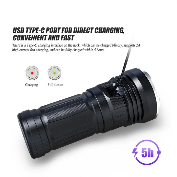TANK007 KC11 IPX8 Waterproof High Power LED Flashlight 6 Modes 8000 Lumens Rechargeable Torch - 4