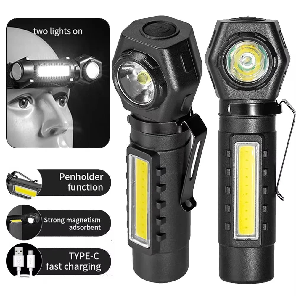 KX212 Aluminum Alloy USB Rechargeable COB Flashlight LED Headlamp High Intensity Long Range Camping Light - 2