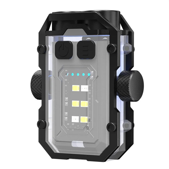 YSD01PRO Mini Keychain Light Fingertip Gyro Bottom Magnetic Multi-Mode Adjustable Cap Clip Lamp - White - 1