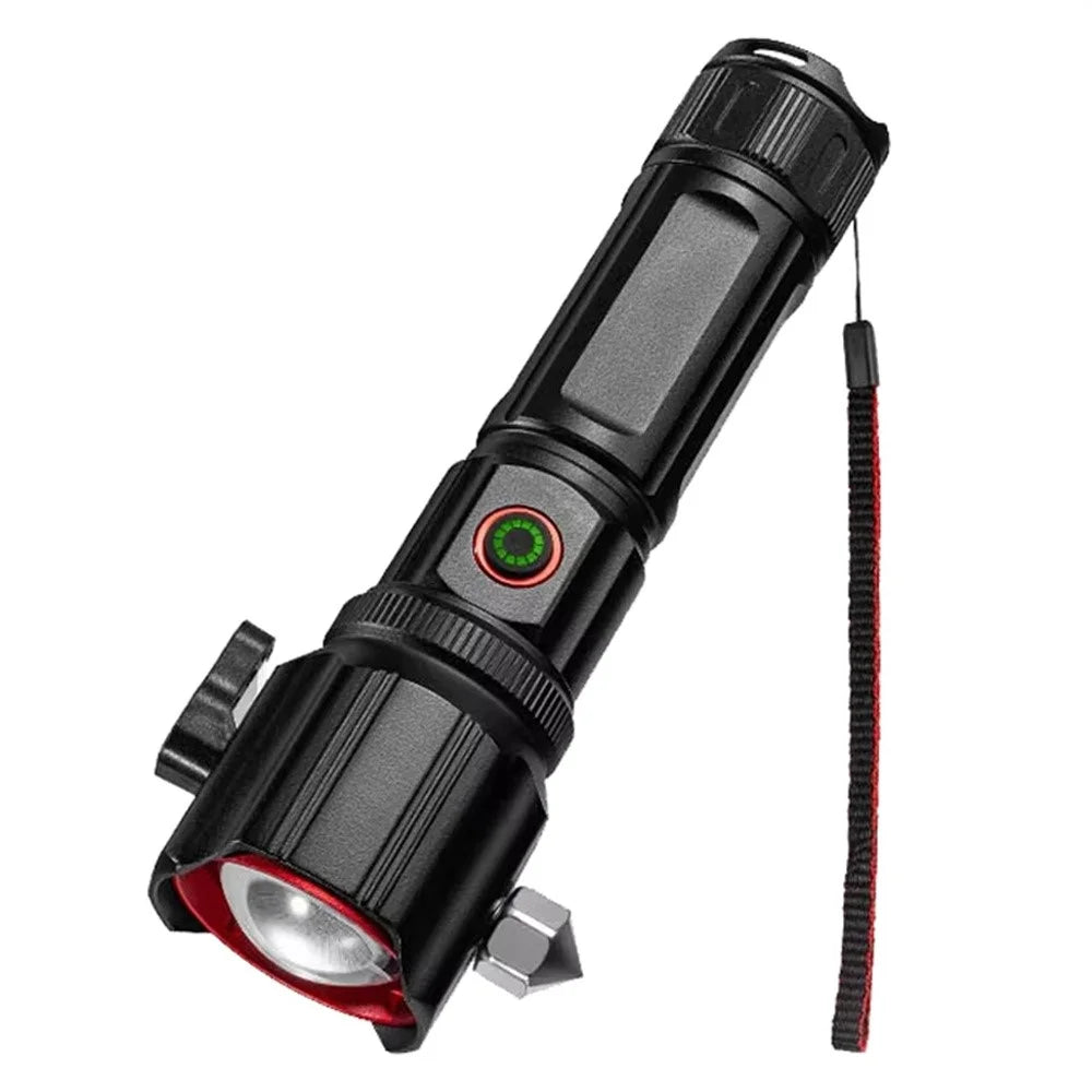 W5196 LED Flashlight with Laser Safety Rescue Tool Seatbelt Cutter Window Breaker (Without Battery) - 1