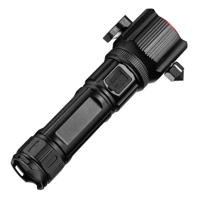 W5196 LED Flashlight with Laser Safety Rescue Tool Seatbelt Cutter Window Breaker (Without Battery) - 2