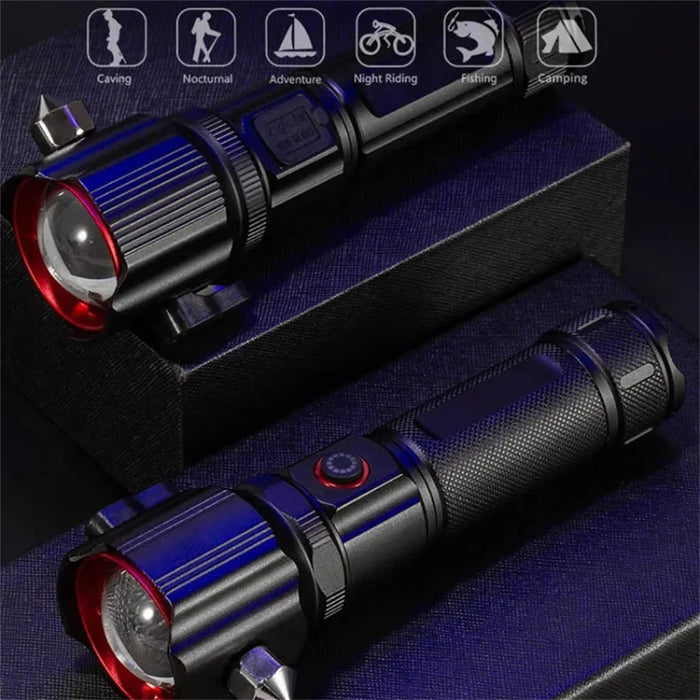 W5196 LED Flashlight with Laser Safety Rescue Tool Seatbelt Cutter Window Breaker (Without Battery) - 3