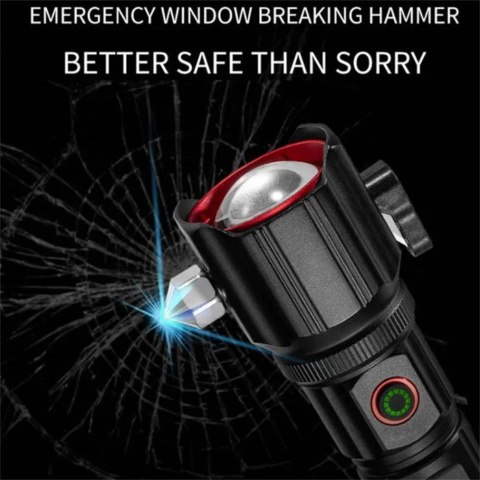 W5196 LED Flashlight with Laser Safety Rescue Tool Seatbelt Cutter Window Breaker (Without Battery) - 5