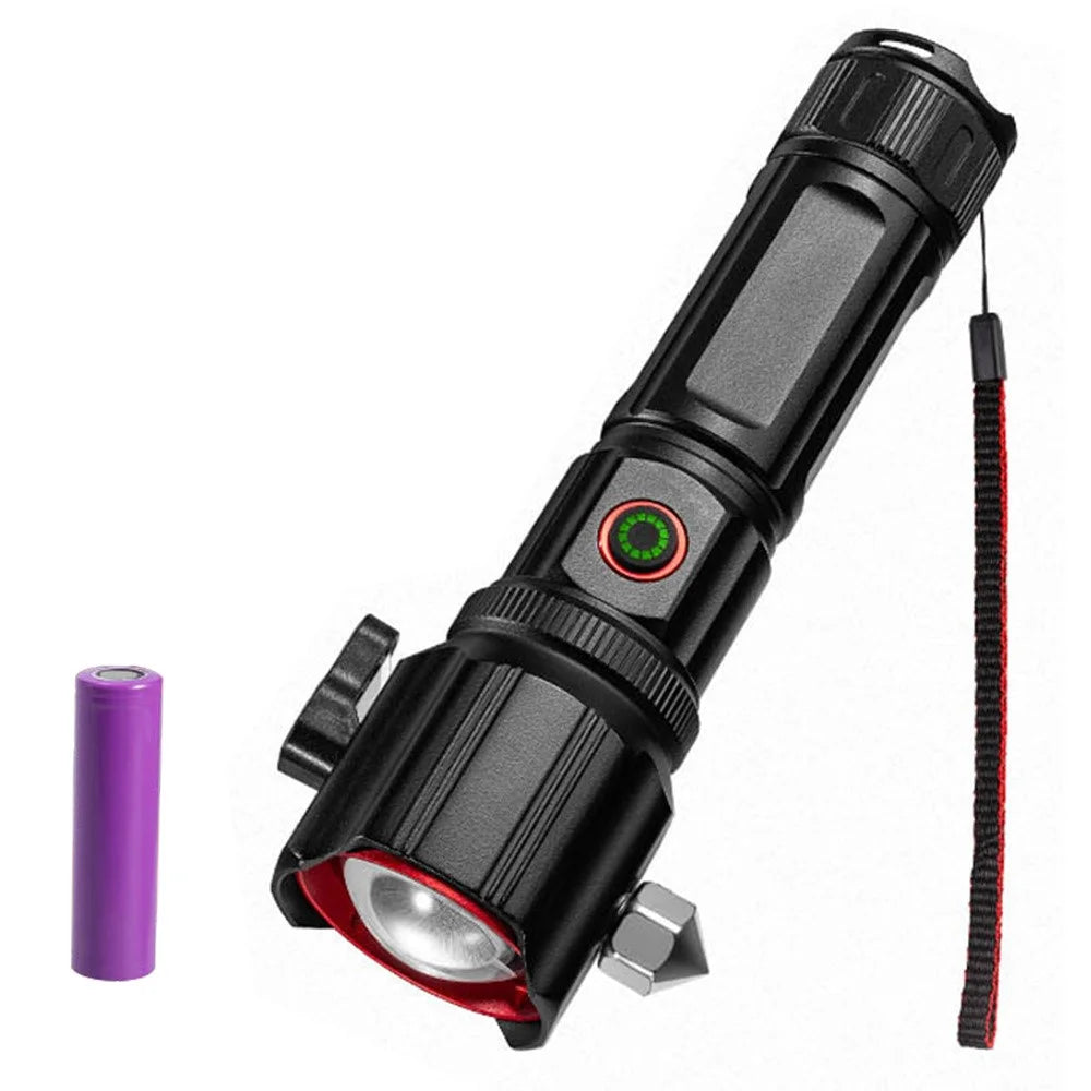 W5196 Flashlight with Laser Safety Cutter Emergency Car Tool Strobe Light USB Rechargeable for Outdoor - 1