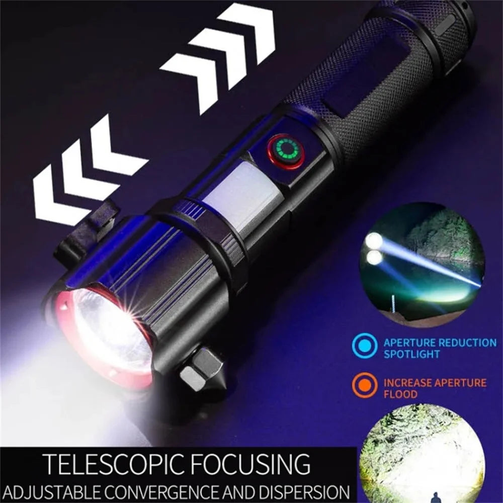 W5196 Flashlight with Laser Safety Cutter Emergency Car Tool Strobe Light USB Rechargeable for Outdoor - 2