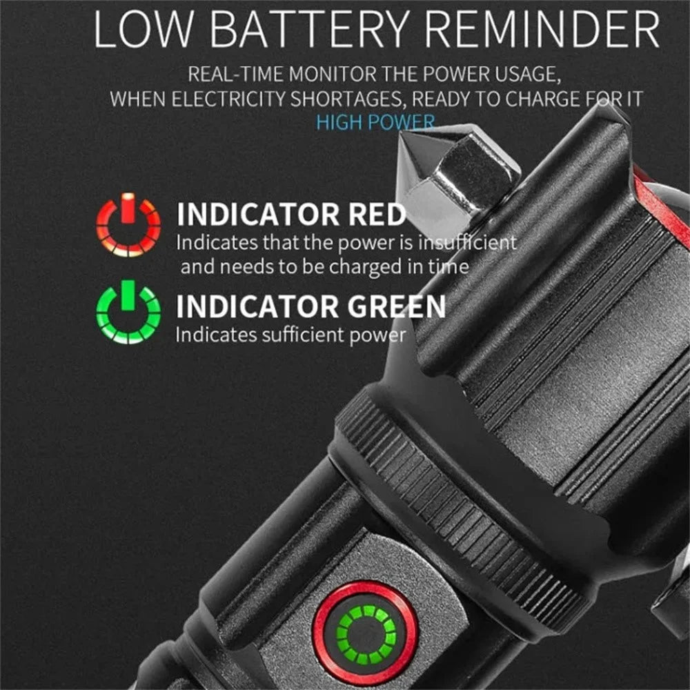 W5196 Flashlight with Laser Safety Cutter Emergency Car Tool Strobe Light USB Rechargeable for Outdoor - 6