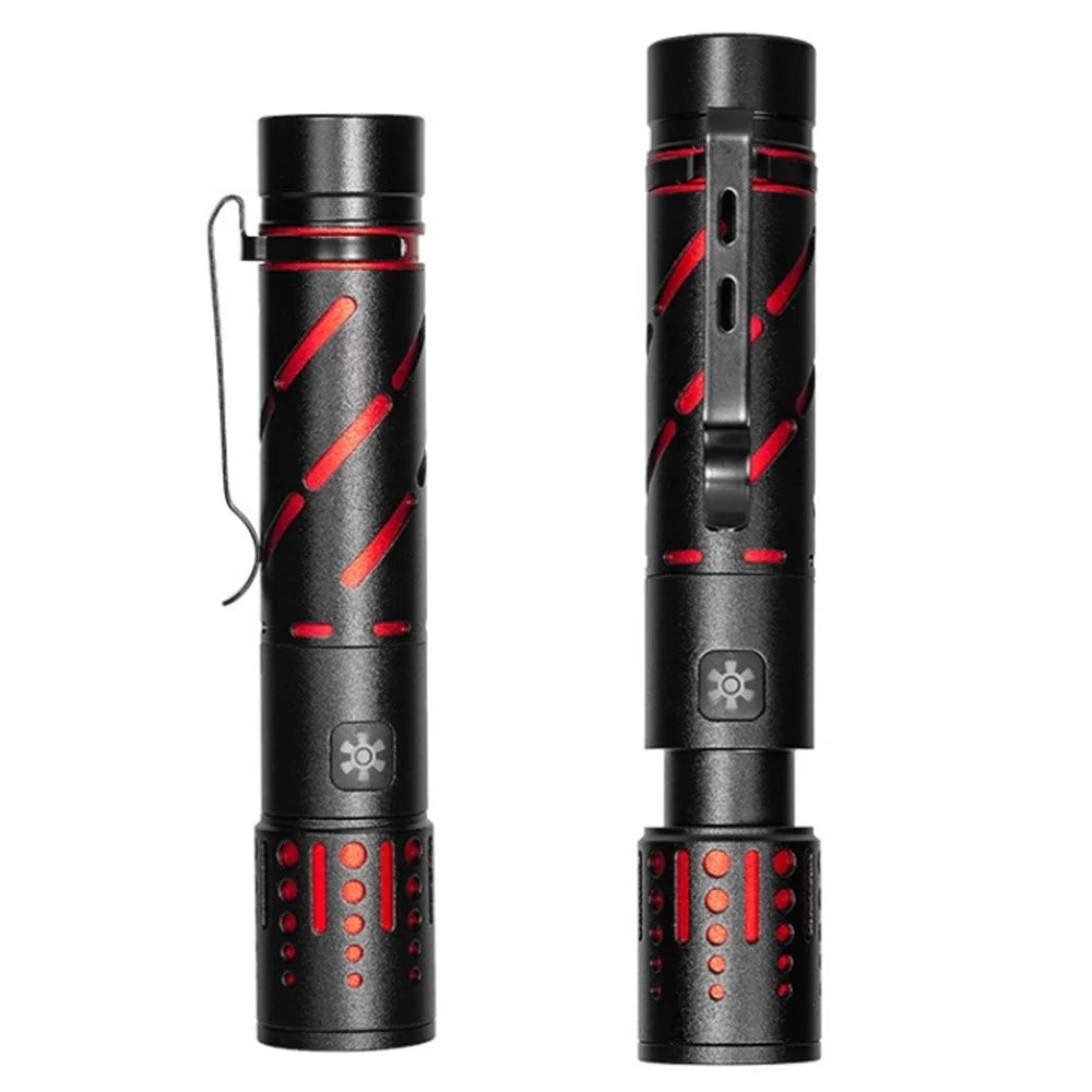 XQ-S50 Mini Laser Flashlight Zoomable LED Pen Clip Emergency Repair Torch with 18650 Battery - 2