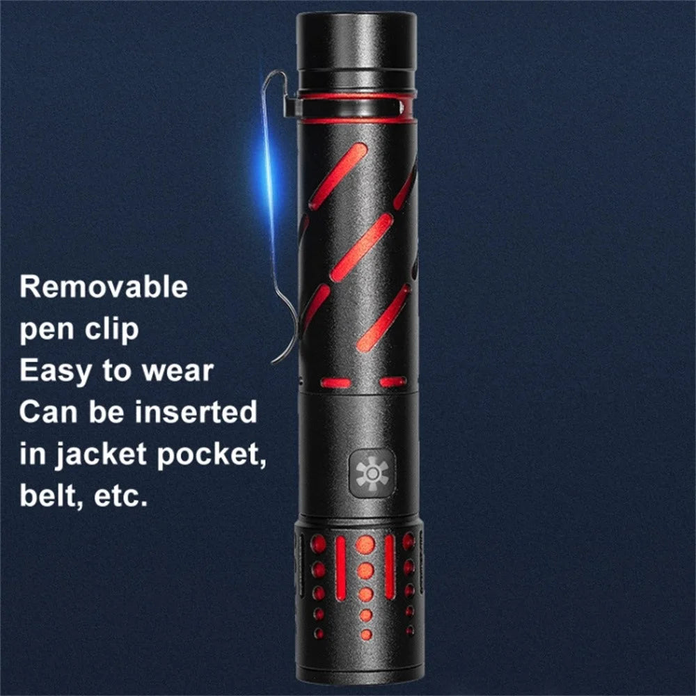 XQ-S50 Mini Laser Flashlight Zoomable LED Pen Clip Emergency Repair Torch with 18650 Battery - 3