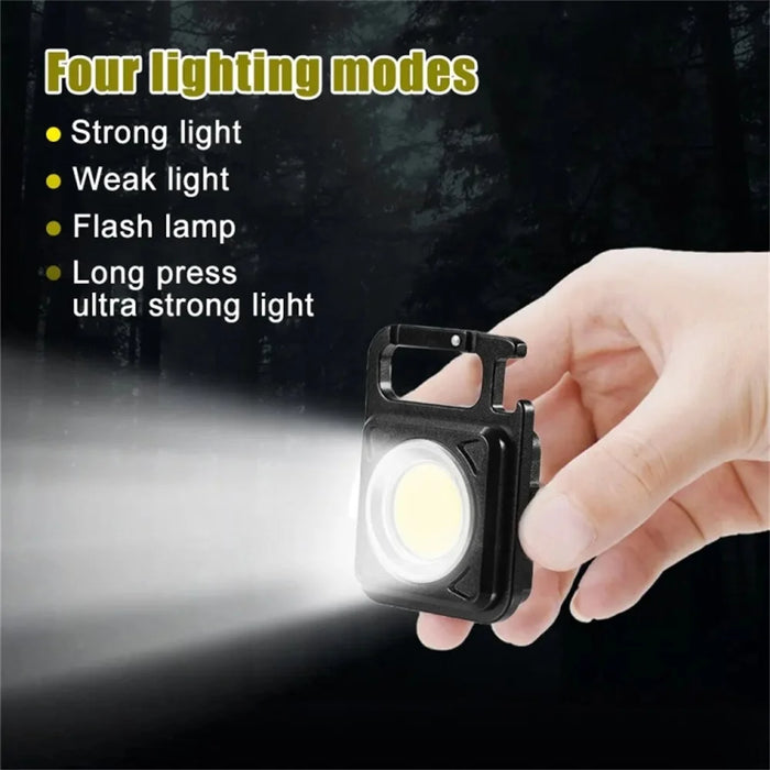 W5134 Mini LED Flashlight Keychain Light with Bottle Opener Portable High Brightness Magnetic Lamp - Black - 4