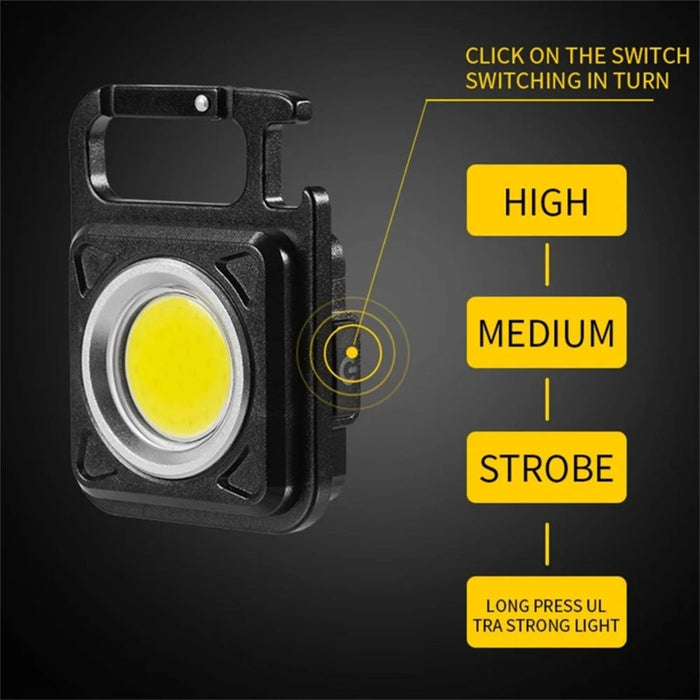 W5134 Mini LED Flashlight Keychain Light with Bottle Opener Portable High Brightness Magnetic Lamp - Black - 7