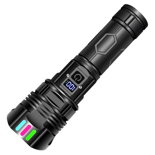 A08 Digital Display 5 Modes Flat Port Flashlight High Power LED Torch with Fluorescent Strip ( with Battery ) - 1