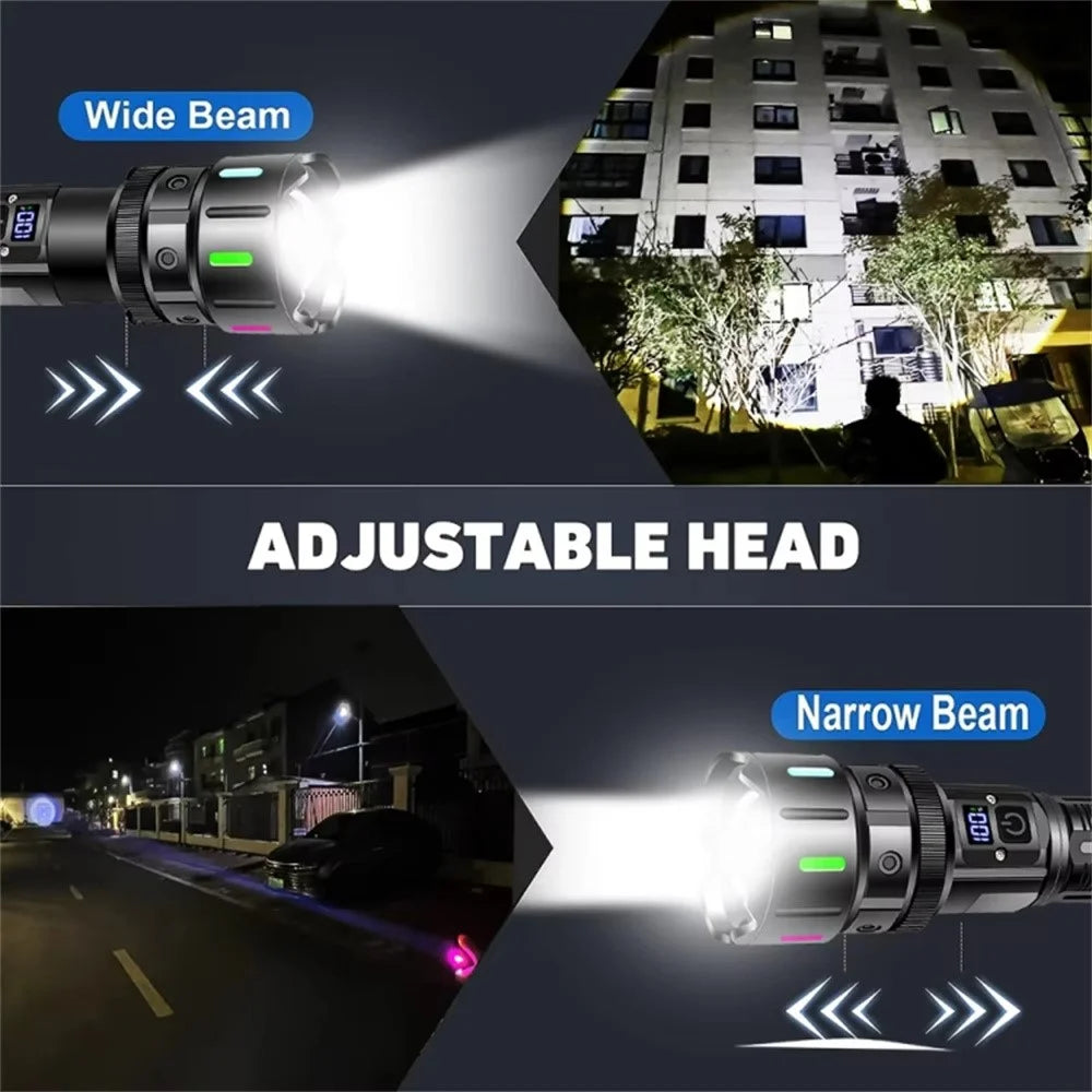 A08 Digital Display 5 Modes Flat Port Flashlight High Power LED Torch with Fluorescent Strip ( with Battery ) - 6