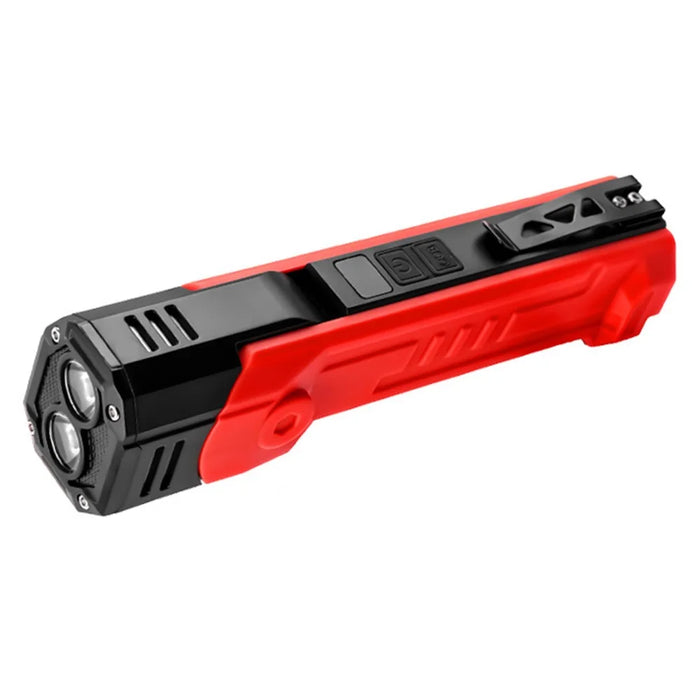XTE + COB Dual Light Source Flashlight 180 Degree Rotatable Magnetic Work Light with Clip - Red - 1