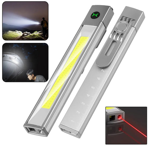 K-512 Multifunctional Laser Pen Light Emergency Illumination Red Warning Magnetic Clip Design Flashlight - 1