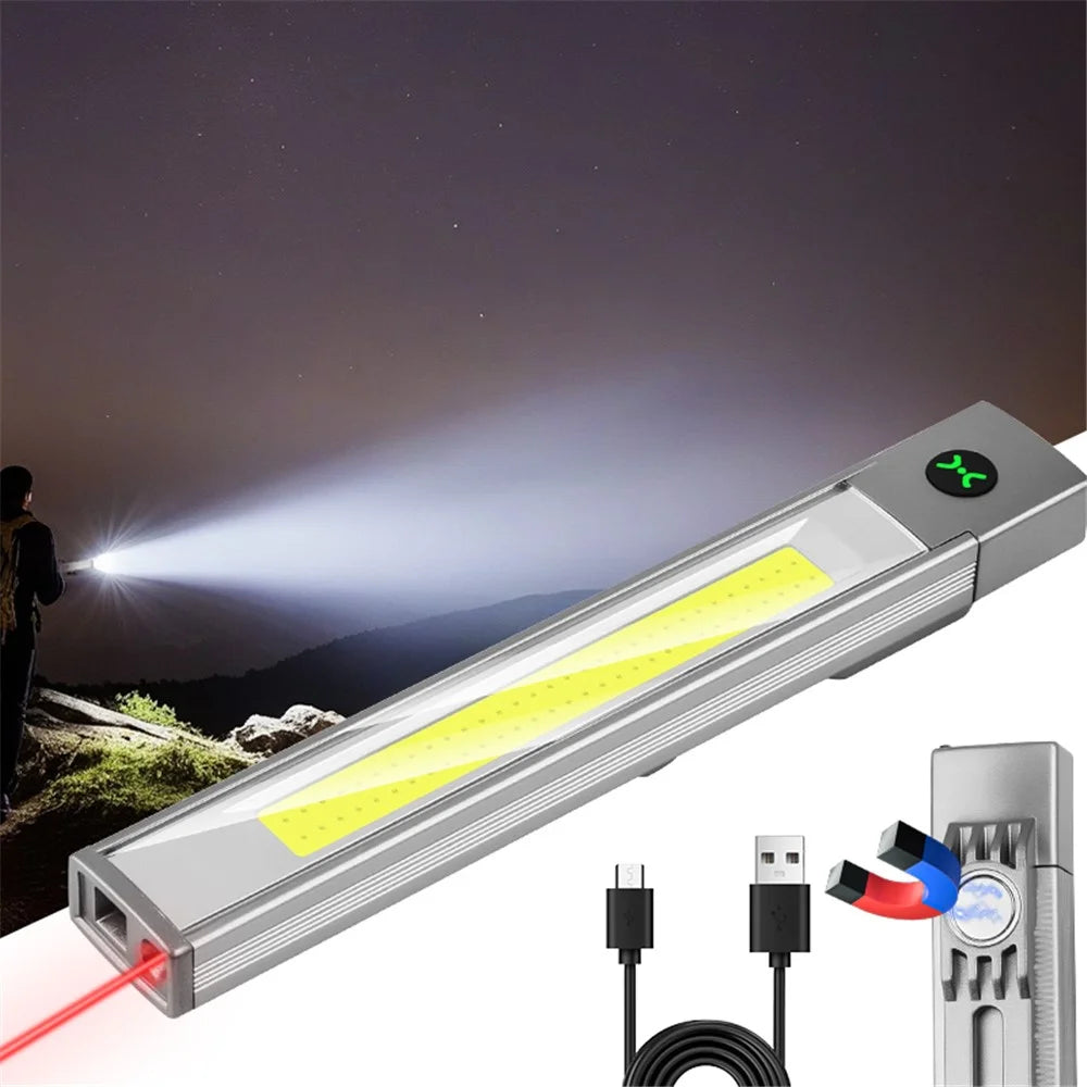 K-512 Multifunctional Laser Pen Light Emergency Illumination Red Warning Magnetic Clip Design Flashlight - 2