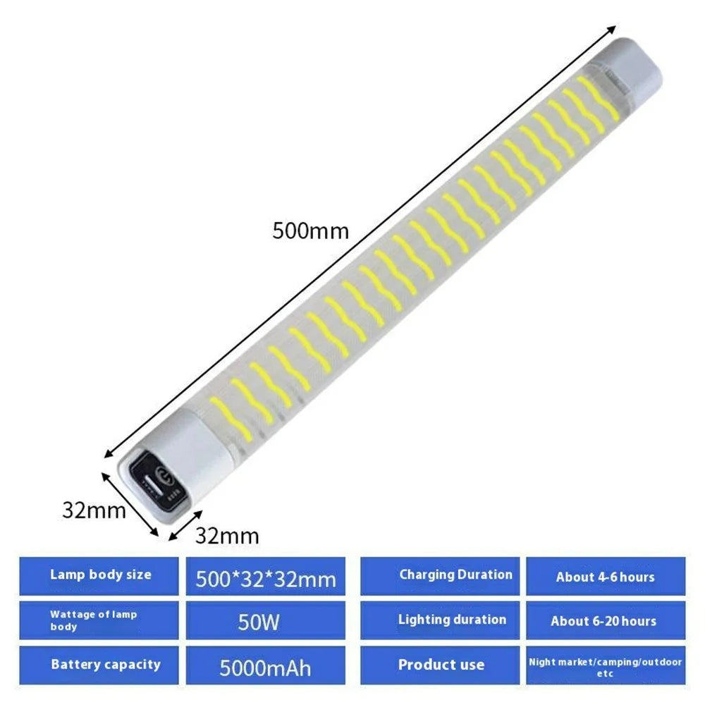 50W 65000K Waterproof LED Rechargeable Light Tube Magnetic Hanging Outdoor Emergency Lamp - 7
