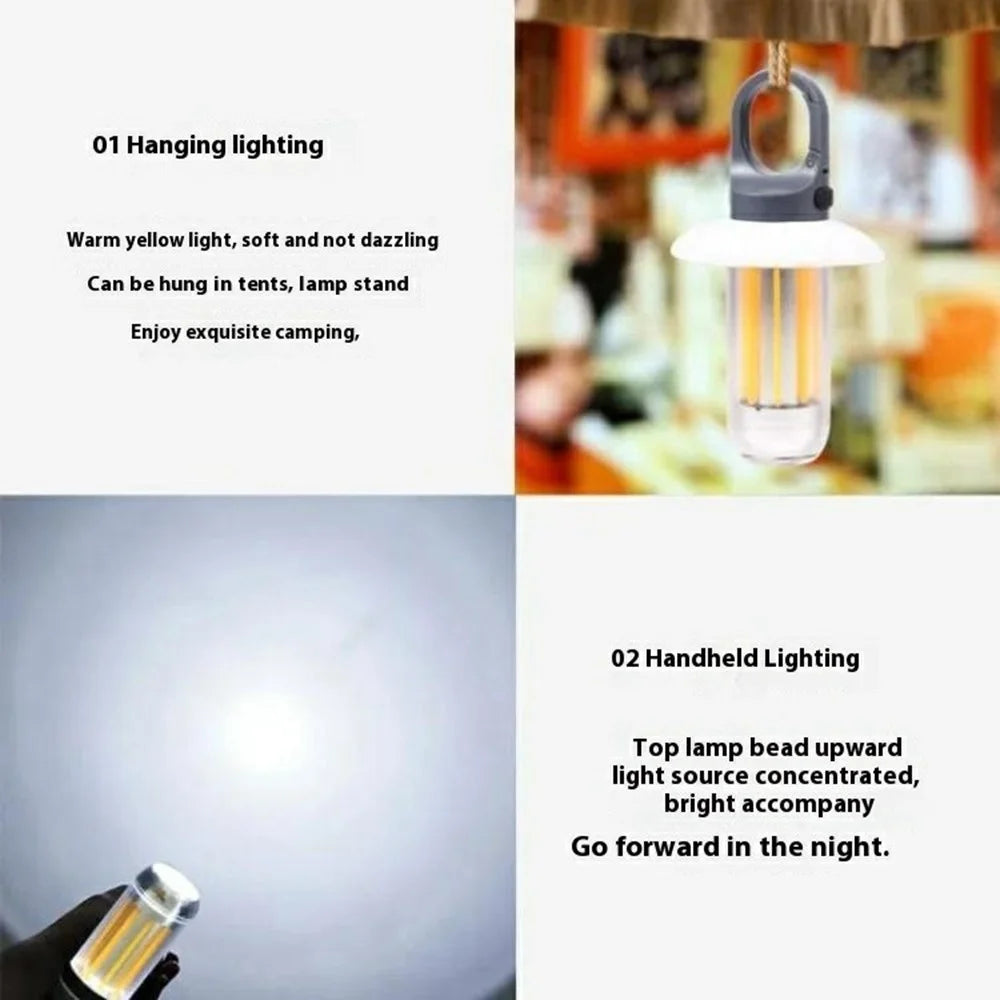 YY17 Rechargeable Camping Lantern Warm / White Light Portable Outdoor Tent Light, 4 Tungsten Filaments - 6