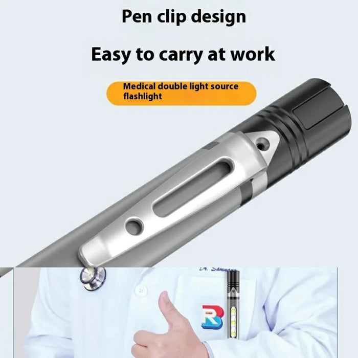 B35 Pen Light Portable Flashlight Dual with Color Light Source for Medical Examination  /  Outdoor Emergency - Grey - 7