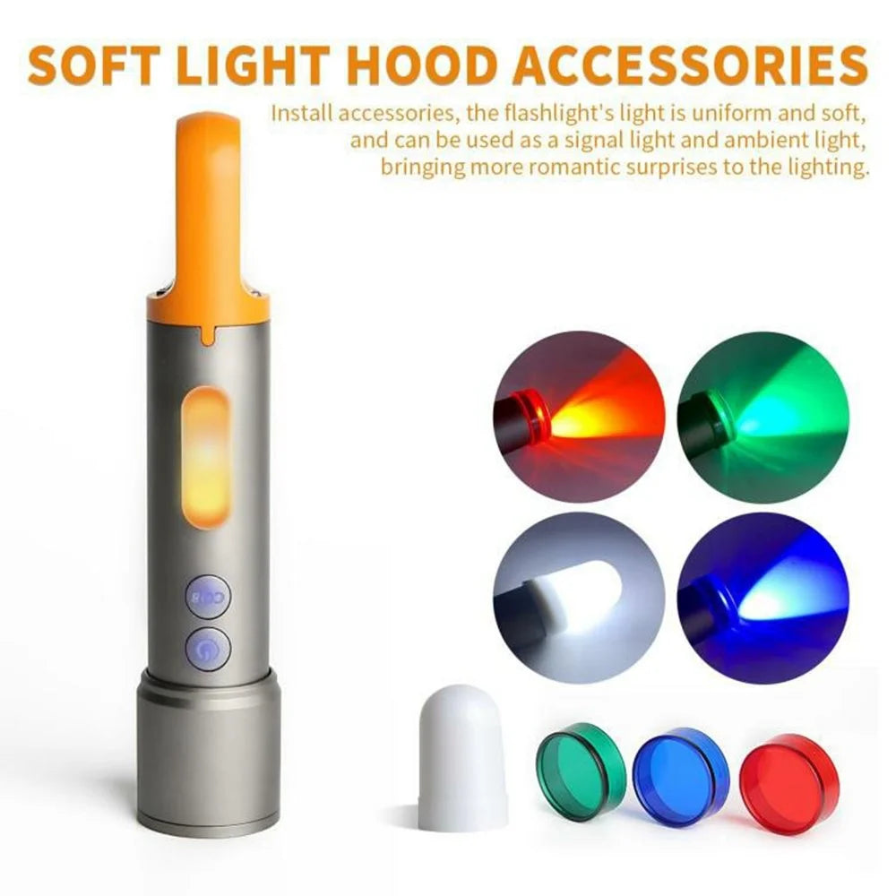 X723 Outdoor White Laser Zoomable Flashlight 800lm Type C Rechargeable Aluminum Alloy Camping Torch - Silver - 2