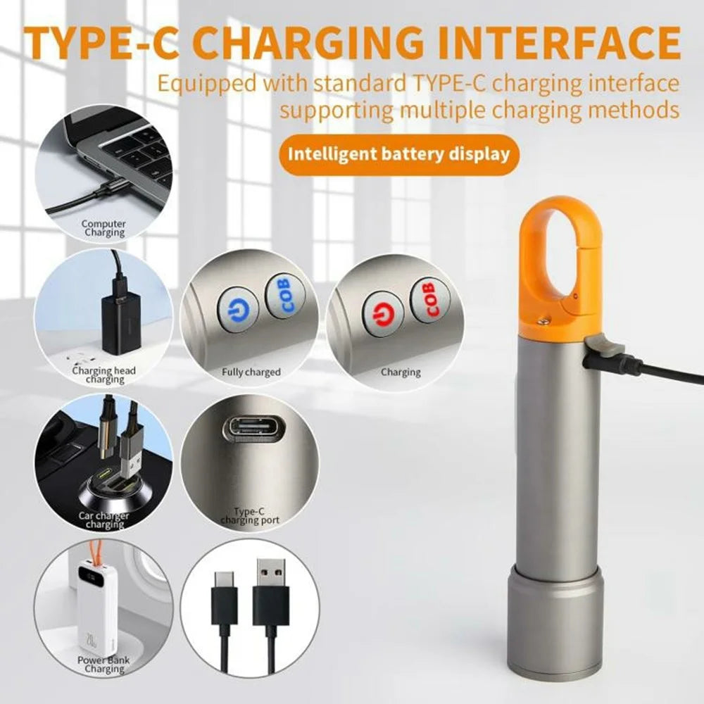 X723 Outdoor White Laser Zoomable Flashlight 800lm Type C Rechargeable Aluminum Alloy Camping Torch - Silver - 5