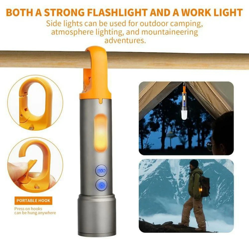 X723 Outdoor White Laser Zoomable Flashlight 800lm Type C Rechargeable Aluminum Alloy Camping Torch - Silver - 6