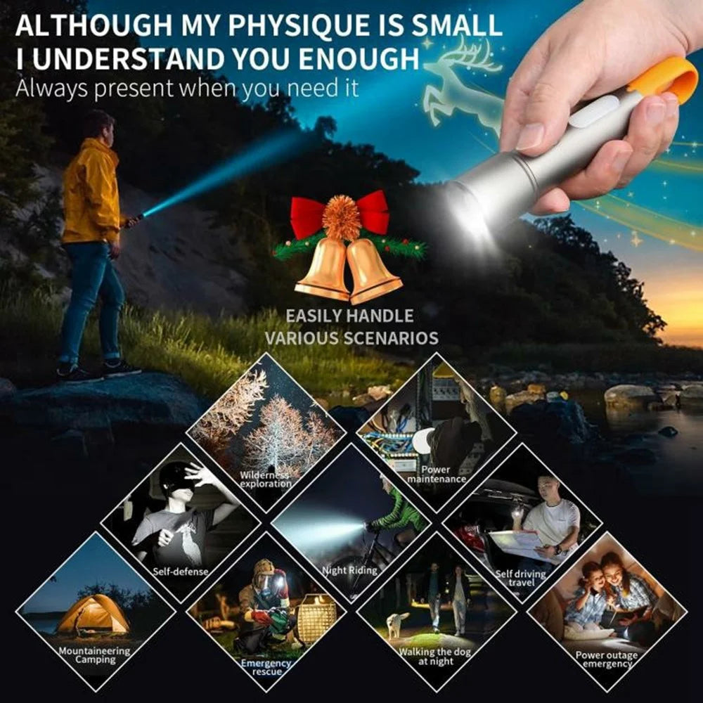 X723 Outdoor White Laser Zoomable Flashlight 800lm Type C Rechargeable Aluminum Alloy Camping Torch - Silver - 7