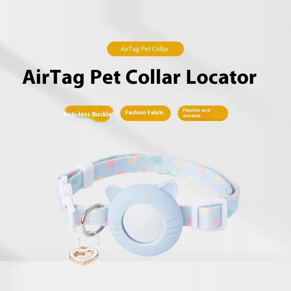 For AirTag Lovely Silicone Protective Case Pet Collar + Front Rear Hydrogel Film Set - Blue / S - 3