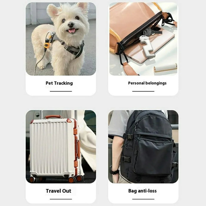For Apple AirTag Tracker Silicone Case Pet Collar Attachment Dog Paw Pattern Anti Drop Protective Cover - White - 5