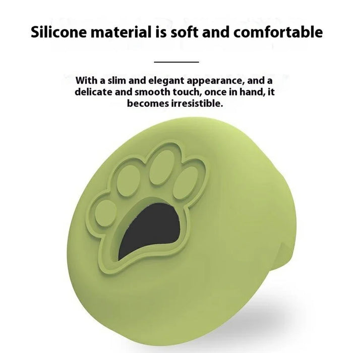 For Apple AirTag Tracker Silicone Case Pet Collar Attachment Dog Paw Pattern Anti Drop Protective Cover - White - 6