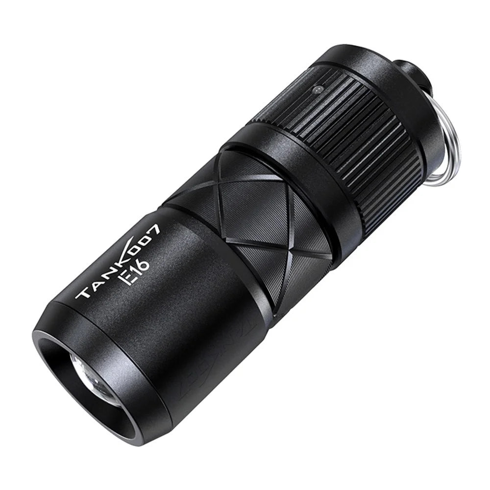 TANK007 E16 Mini Flashlight Zoomable USB Rechargeable Aluminum Alloy Torch with Keychain - 1
