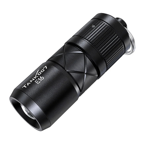 TANK007 E16 Mini Flashlight Zoomable USB Rechargeable Aluminum Alloy Torch with Keychain - 1