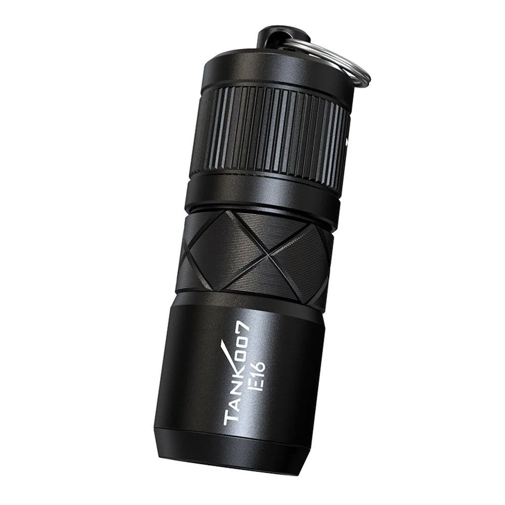 TANK007 E16 Mini Flashlight Zoomable USB Rechargeable Aluminum Alloy Torch with Keychain - 2