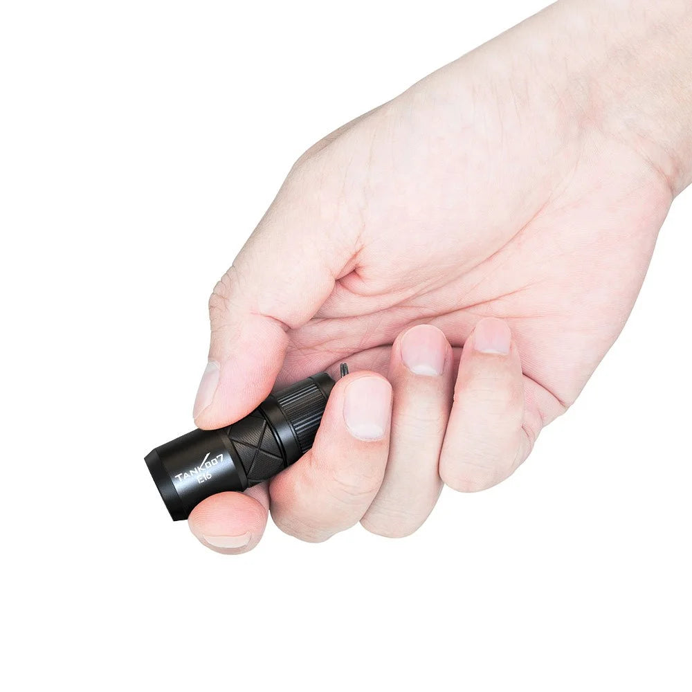 TANK007 E16 Mini Flashlight Zoomable USB Rechargeable Aluminum Alloy Torch with Keychain - 3