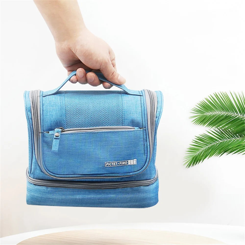 PICTET.FINO RH67 Portable Travel Waterproof Toiletry Bag Makeup Cosmetics Storage Bag with Hanging Hook - Blue - 2