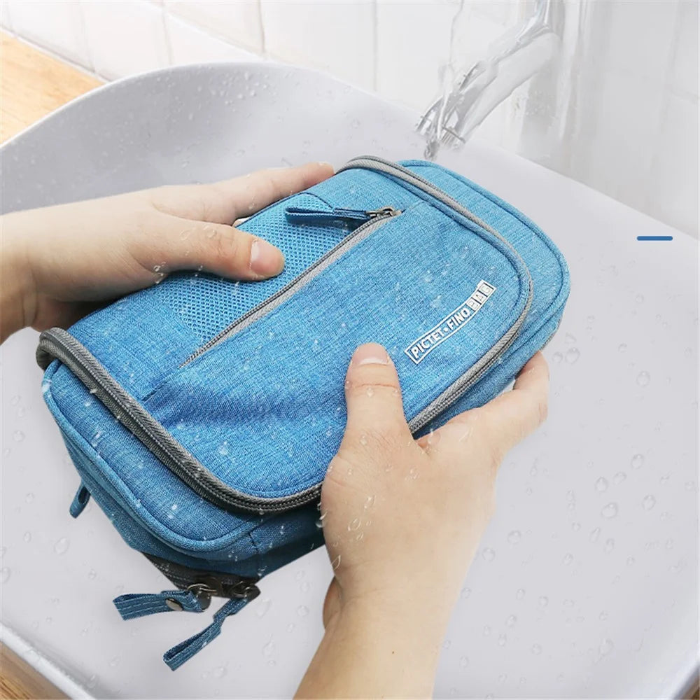 PICTET.FINO RH67 Portable Travel Waterproof Toiletry Bag Makeup Cosmetics Storage Bag with Hanging Hook - Blue - 4