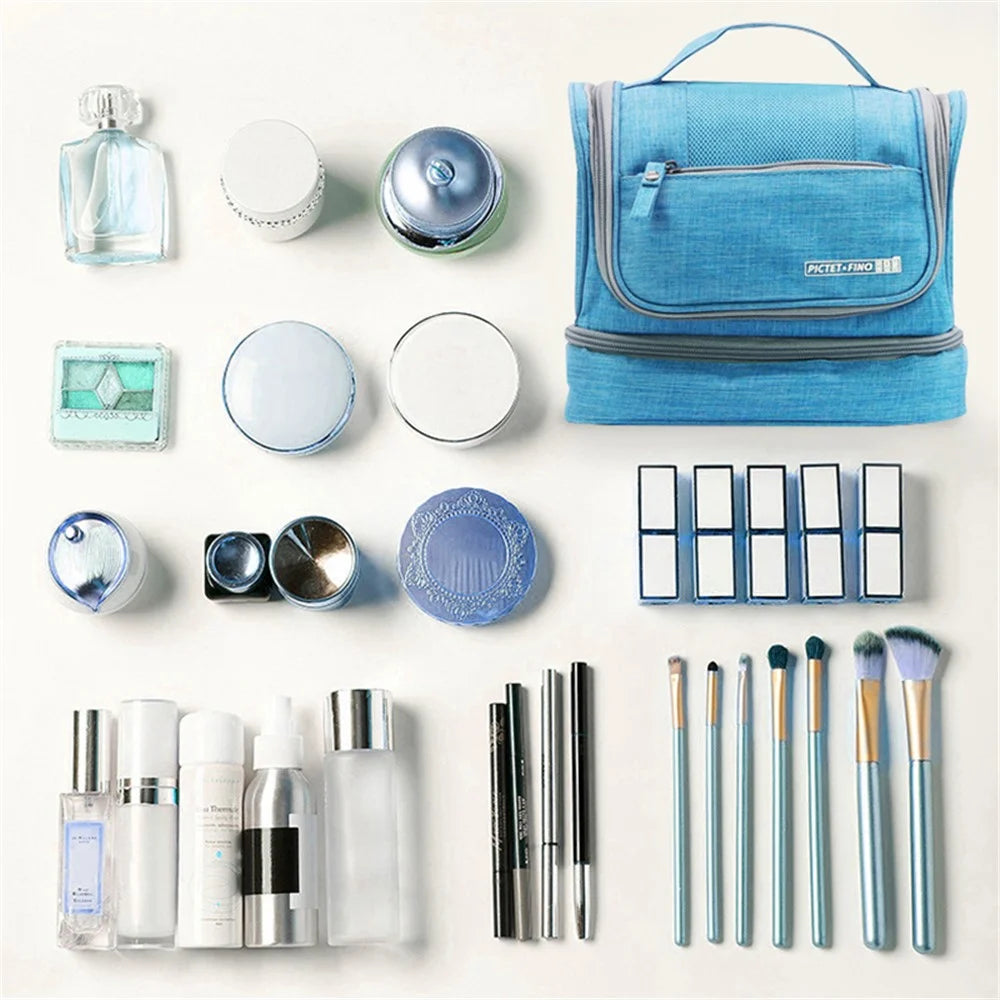 PICTET.FINO RH67 Portable Travel Waterproof Toiletry Bag Makeup Cosmetics Storage Bag with Hanging Hook - Blue - 6