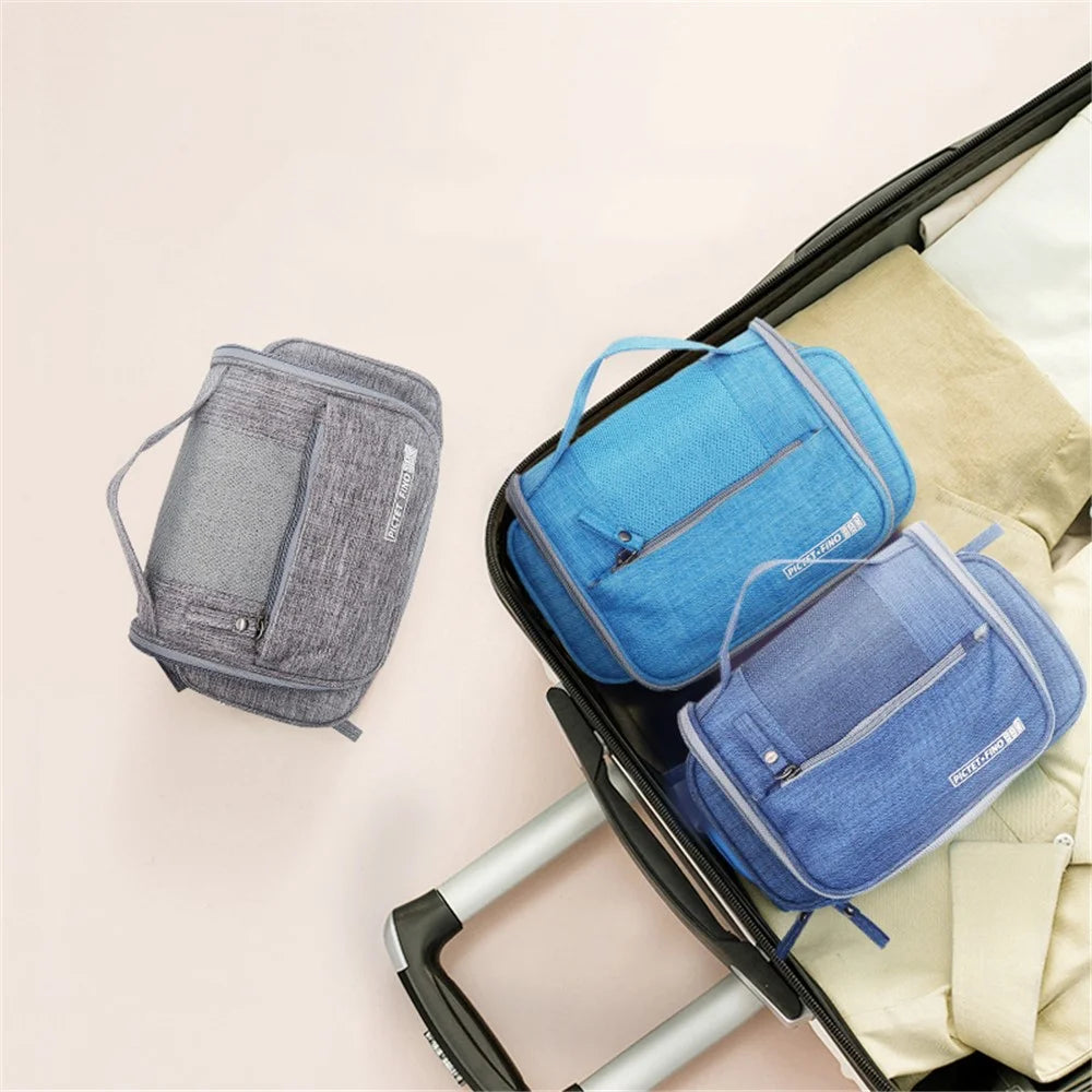 PICTET.FINO RH67 Portable Travel Waterproof Toiletry Bag Makeup Cosmetics Storage Bag with Hanging Hook - Blue - 7